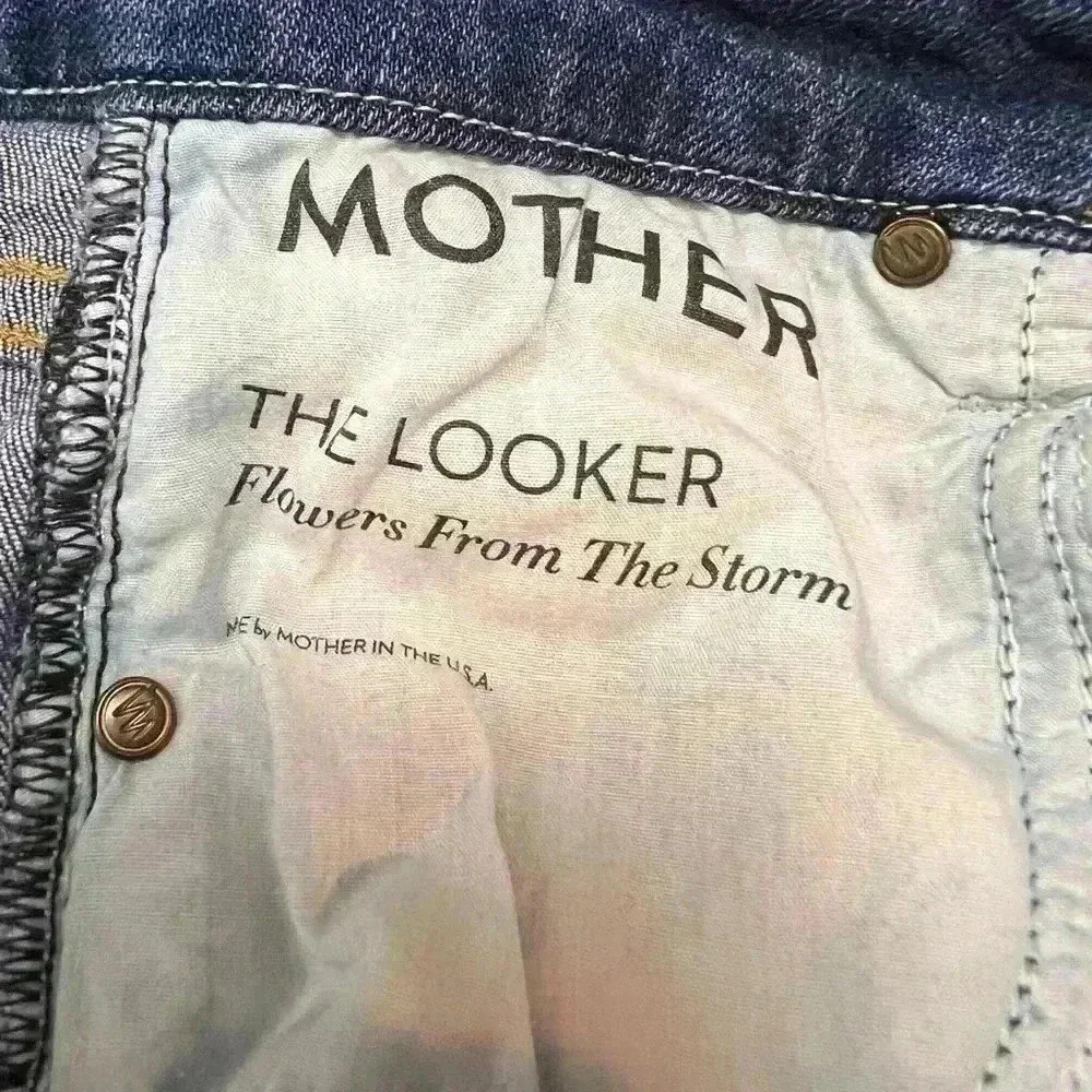 Mother High-Waist Looker Skinny Jeans in Flowers From The Storm Wash Size: 25 - Picture 8 of 9